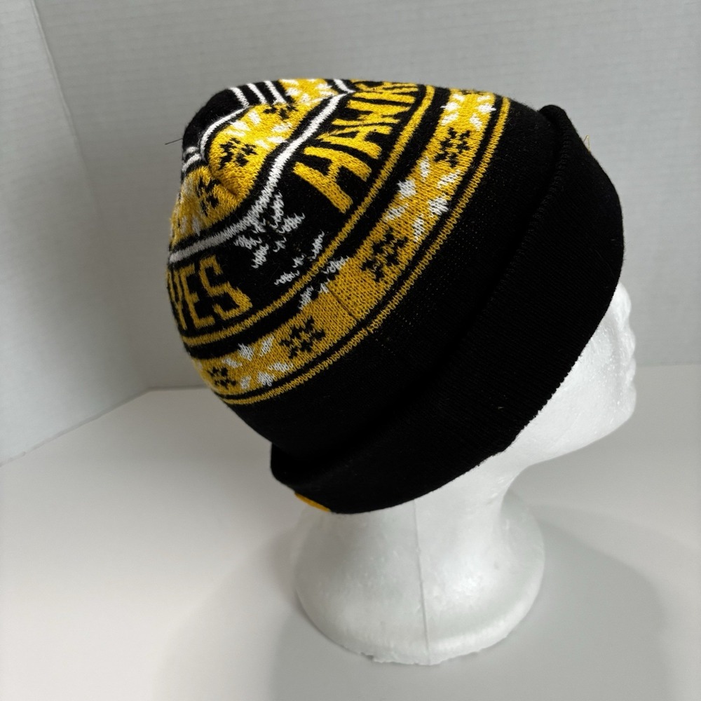 Iowa‎ Hawkeyes Beanie Black Yellow Embroidered Logo Front Back Knit Warm - Picture 3 of 4